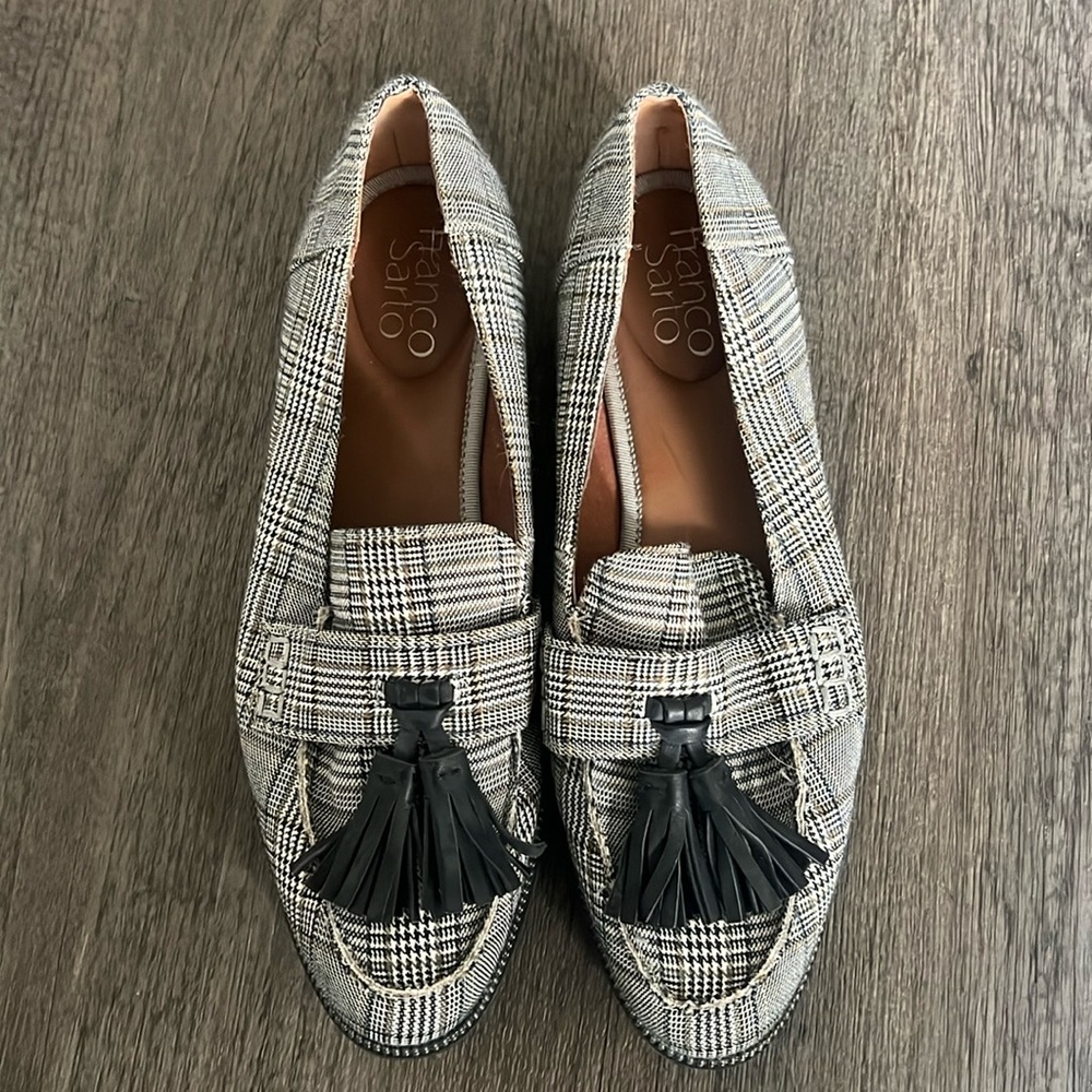 Franco Sarto BRODY Plaid Fabric & Leather Platform Loafer ~ Women's 7.5 M ~ NWOB